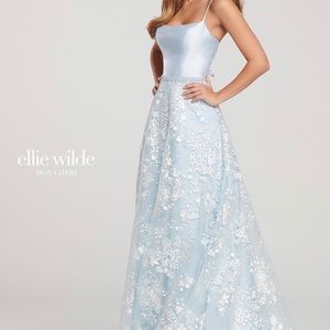 Ellie Wilde EW119037 Pale Blue Prom Dress Sz 0
